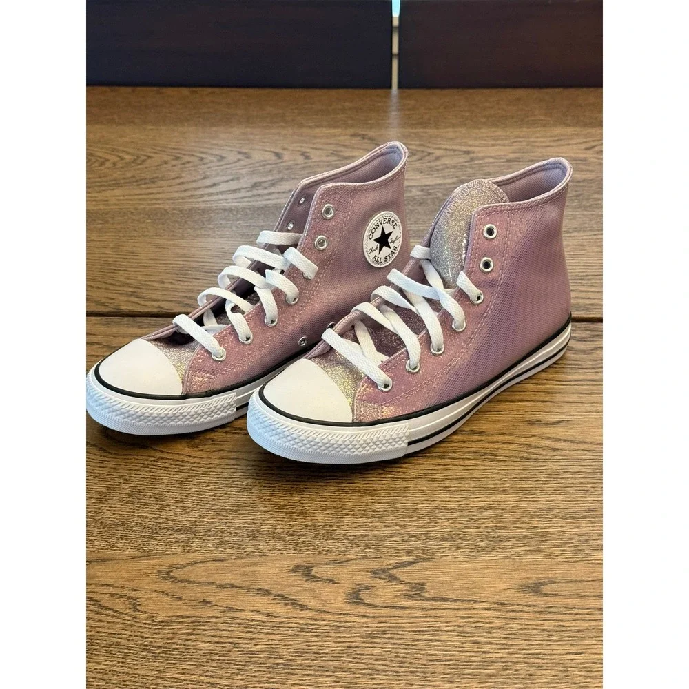Converse Chuck Taylor All Star High Top Pink Glitter Sneakers Kids Size 6
